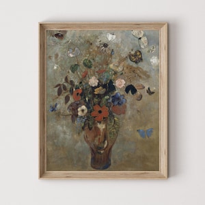 Vintage Floral Art | Antique Living Room Decor | Wildflower Print | Old Printable Painting
