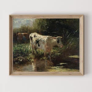 Vintage Cow Print | Farmhouse Wall Art | Country Home Decor Print | Calf Painting | Cow Artwork | Instant Digital Download