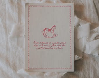 Baby Girl Card | Vintage-Inspired Printable Baby Shower Gift | Cute New Mom Print
