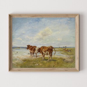 Vintage Cow Painting | Farmhouse Decor | Printable Country Art | Farm Animal Print | Digital Download