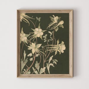 Vintage Green Wall Art Print Floral Olive Green Decor Antique Flower ...