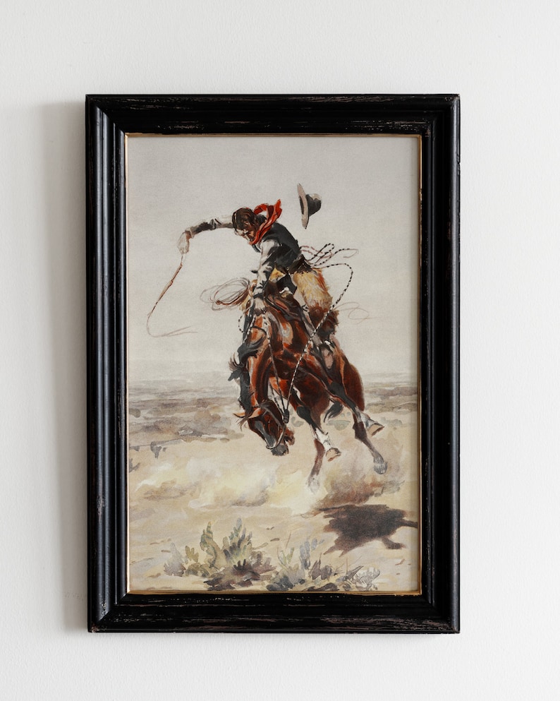 Vintage cowboy painting