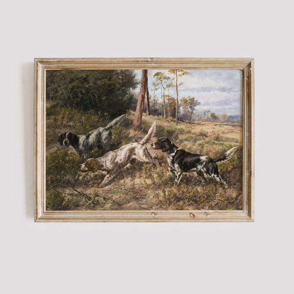 Rustic Dog Painting | Vintage Country Painting | Vintage Farmhouse Art | Dog Wall Art | Digital Wall Art | English Setter | Rustic Art