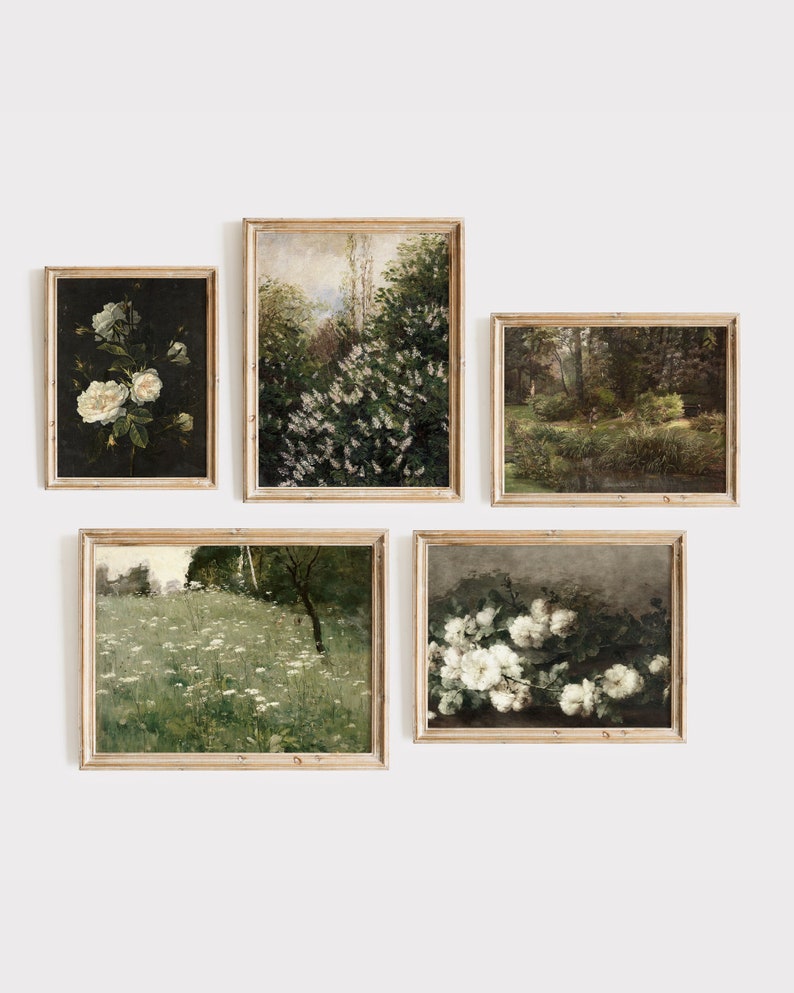 Vintage French Country Landscape & Floral Art Prints: Gallery Wall Set ...