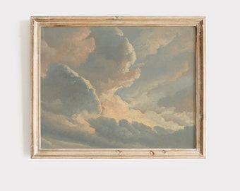 Vintage Cloud Painting: Sky Wall Art Printable Art Download