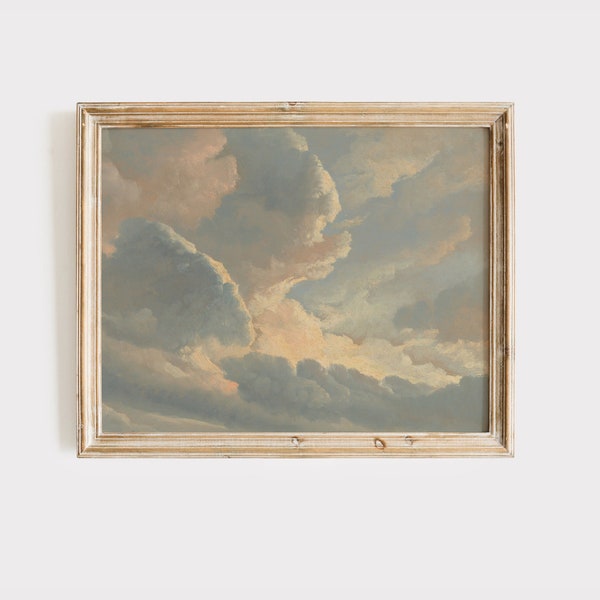 Cloud Painting | Vintage Nursery Painting | Printable Art Download | Gender Neutral Wall Art | Cloud Print