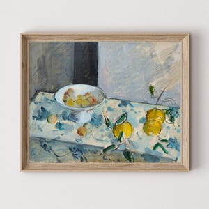 Vintage Citrus Still Life Painting: Mediterranean Kitchen Art Digital Download