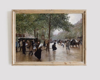 Vintage Paris Straßengemälde: Antiker französischer Kunstdruck Digitaler Download