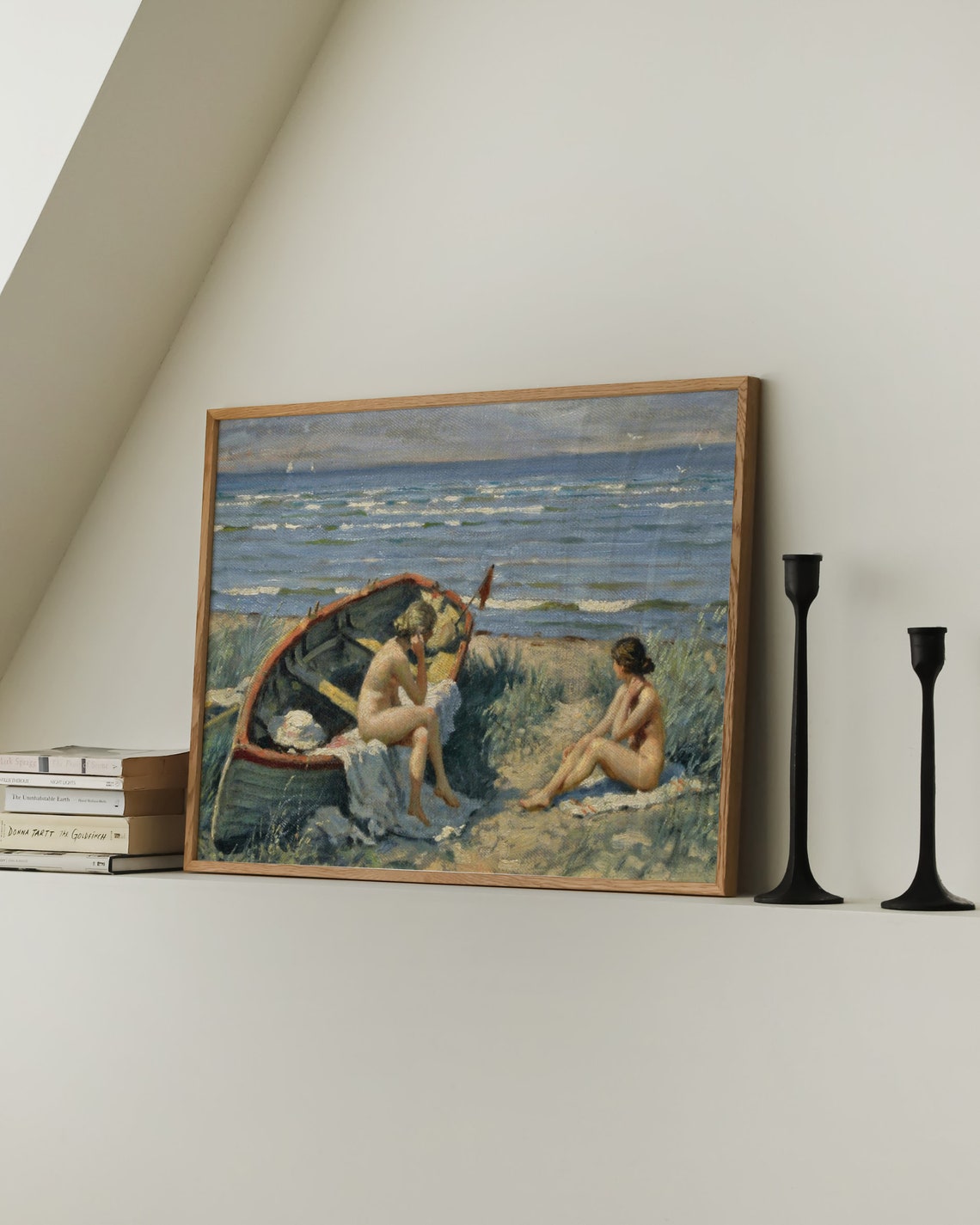 Vintage Beach Print Vintage Beach Art Seaside Painting Beach Bathrooom Decor Beach House Decor