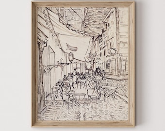Van Gogh Cafe Terrace Print | Vintage French Street Art Digital Download