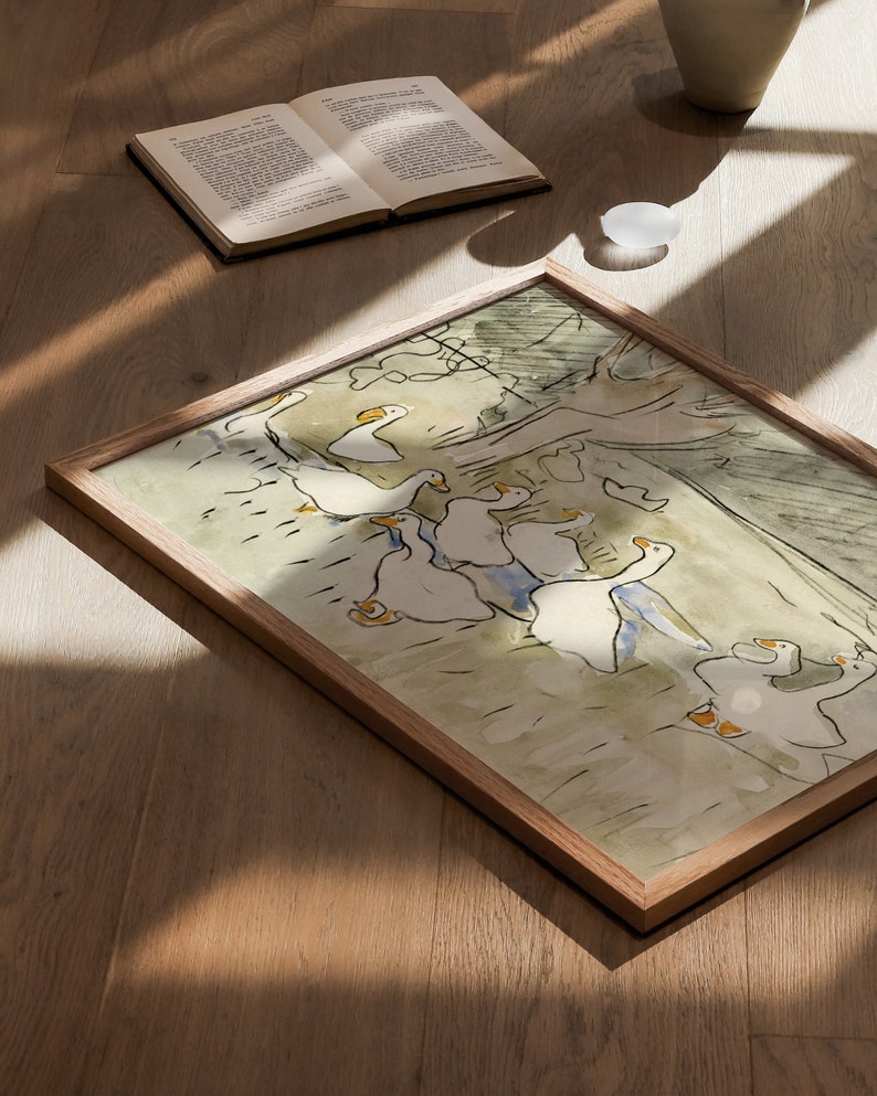 Vintage Nursery Decor Farmhouse Print Abstract Duck Art Etsy