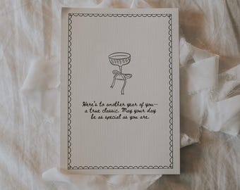 Charming Cocktail Birthday Card | Vintage-Inspired Printable Postcard | Cute Card for Gifts