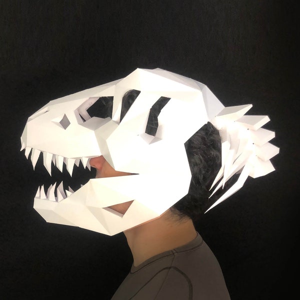 T-Rex paper mask [DIY] Tyrannosaurus fossil skull, Digital Download Template