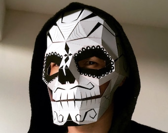 Calaca Mask - sugar skull paper mask for adults[DIY] Digital Download