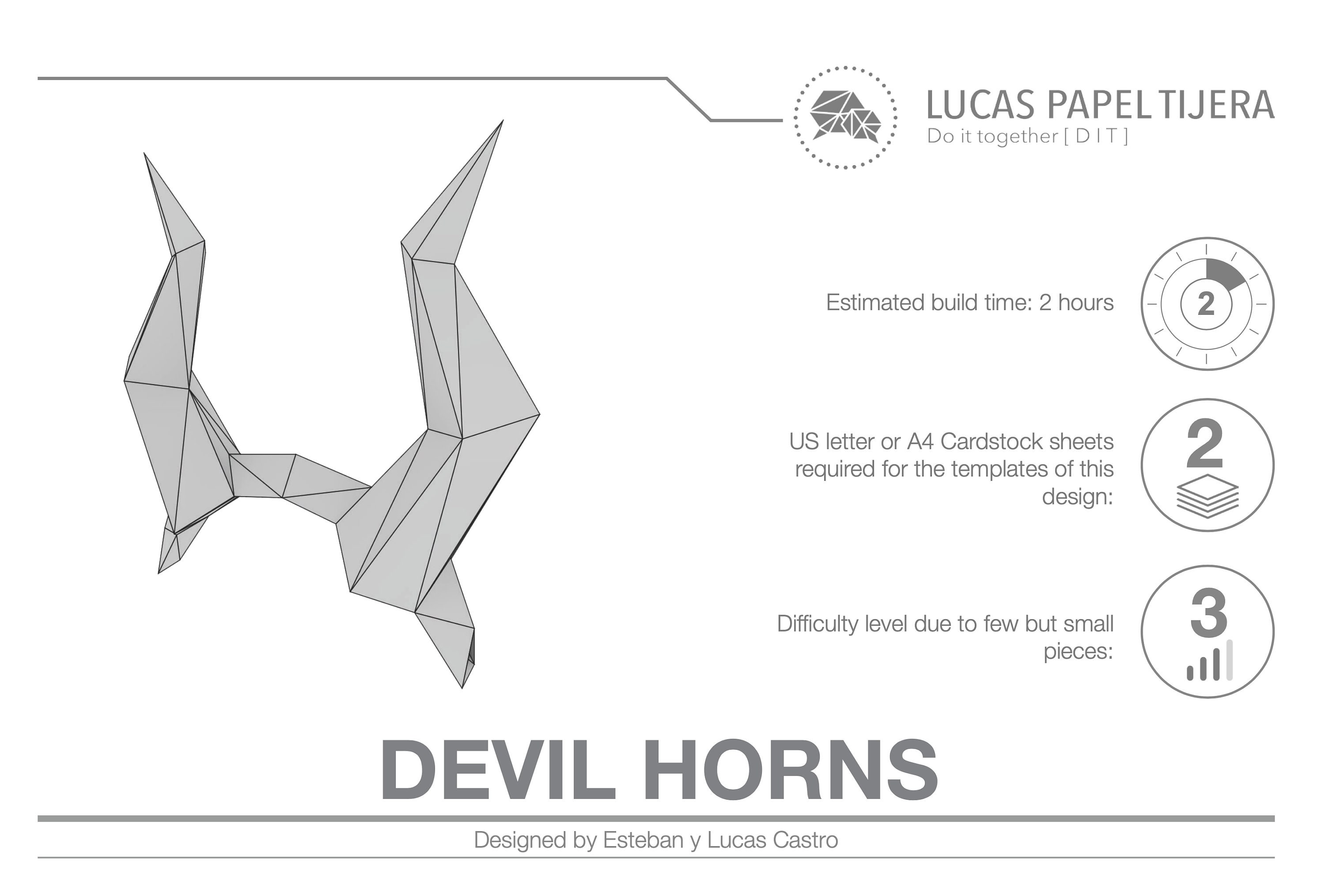 Devil Horns Headband DIY Loy Poly Paper Design digital Etsy Canada