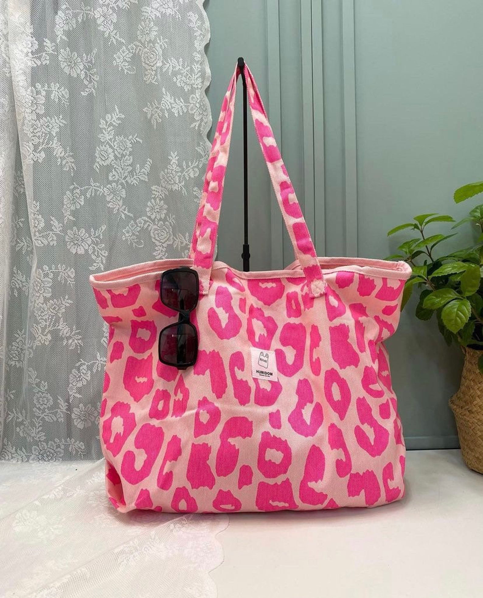 Pink Leopard / Black Leopard/ eco bag / canvas tote /canvas Etsy