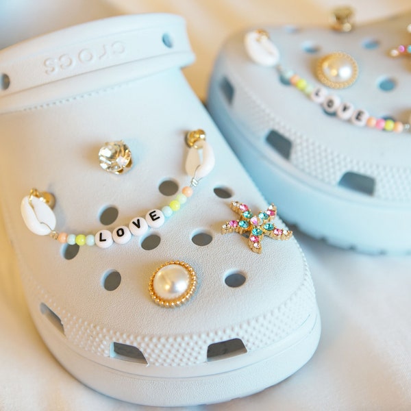 Summer Sea Shell Shoes charm Set of 4pcs / Lovely Shoe Charm for Croc / Gift for women / mothers day gift idea / Mothers Day gift