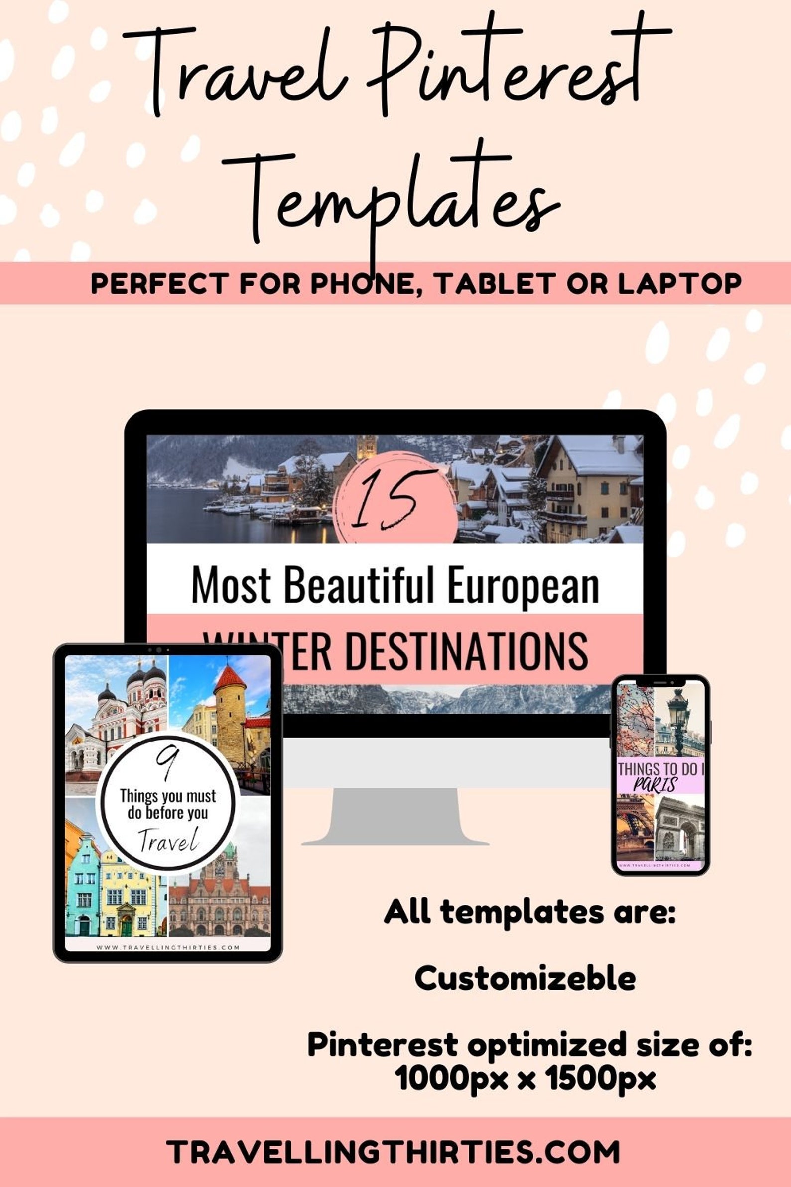 11 Pinterest Canva Templates for Travel Bloggers | Etsy