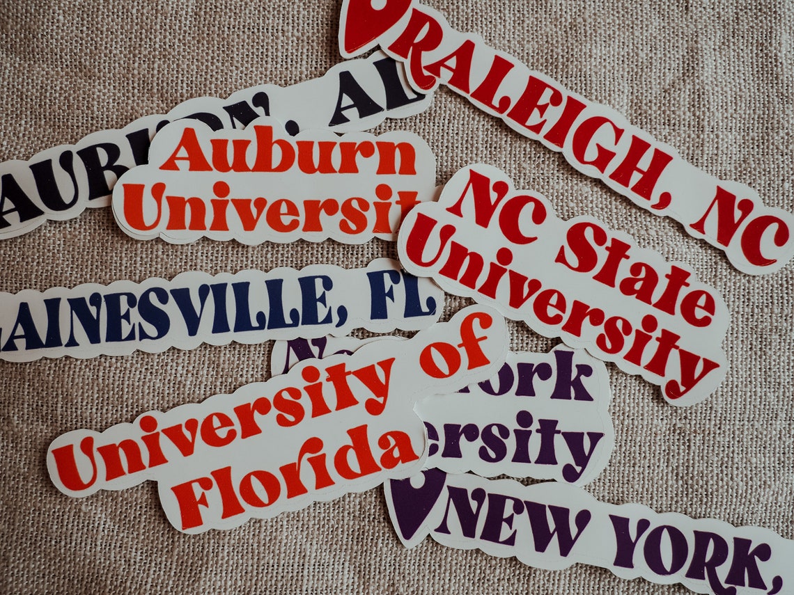 Pack of 2 Personalized College Sticker Pack University Etsy