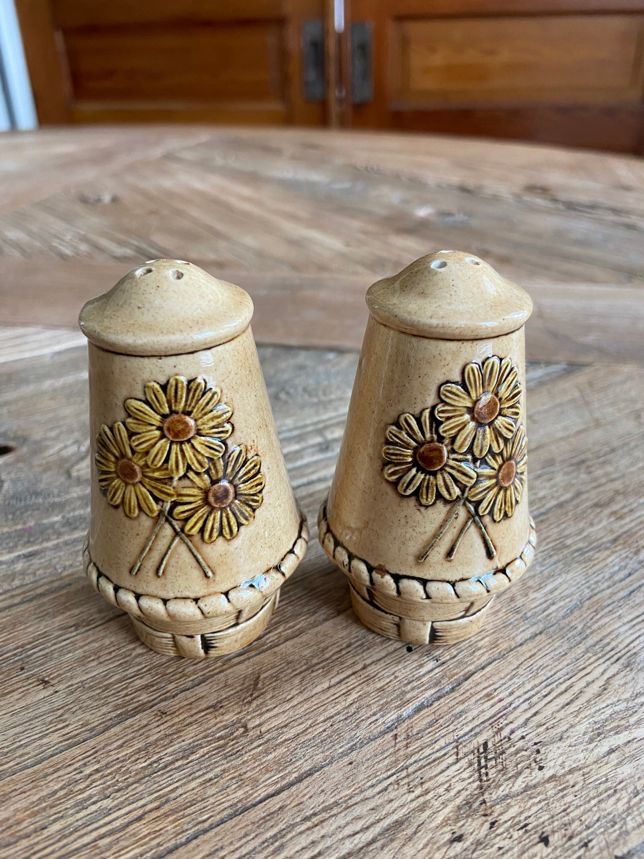 Vintage Handmade Salt and Pepper Shaker and Sugar Bowl Set Etsy