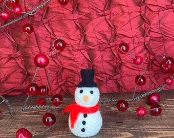 Mini Felted Snowman Top Hat Snowman 