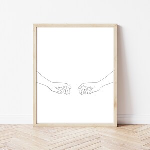 Minimalist Style Hand Drawn Illustration Instant Download, Abstract Line Drawing Hands Male Male, LGBT Art, Bedroom Art, Couple Art