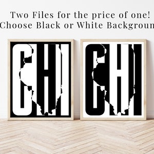 Chicago Wall Art Printable, Chicago Illinois Poster, Chicago Print, Illinois State Map Instant Download, Chicago Art, Chicago Map Gifts