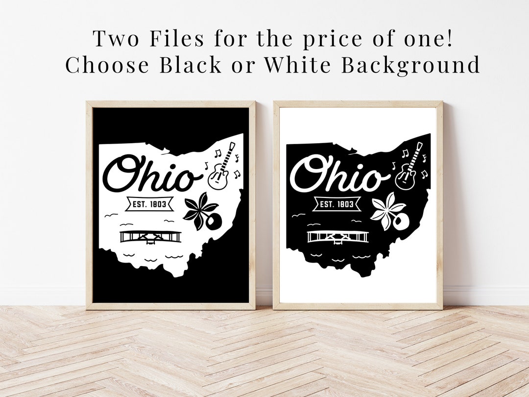Ohio State Wall Art Printable, Ohio Map Poster, Ohio State Poster