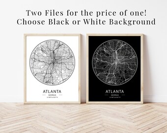 Atlanta Wand Kunst druckbare, ATL Wand Kunst Karte Poster, Atlanta Reise Poster, Atlanta Georgia Sofortiger Download, Georgia Kunst, Atlanta Karte