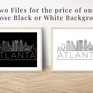 Atlanta Wall Art Printable, ATL Wall Art Skyline Poster, Atlanta Skyline Poster, Atlanta Georgia Instant Download, Atlanta Skyline Line Art