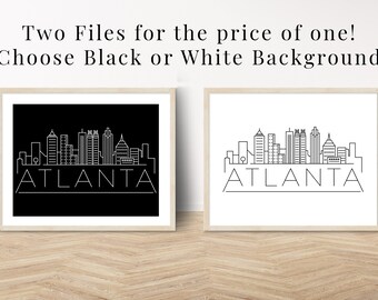 Atlanta Wall Art Printable, ATL Wall Art Skyline Poster, Atlanta Skyline Poster, Atlanta Georgia Instant Download, Atlanta Skyline Line Art