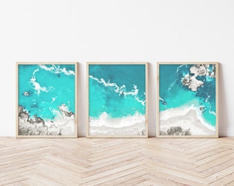 Geode Beach, Turquoise Instant Download Printable Art, Living Room Decor, Boho Bedroom, Teal Digital Print, Office Decor Wall Art