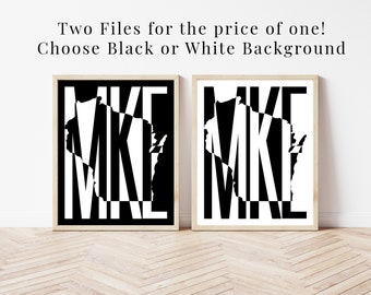 Milwaukee Printable Wall Art, Milwaukee Home Decor, Milwaukee Wallart, Milwaukee Wisconsin Cubicle Decor, Minimalist Wall Art, Wisconsin Art