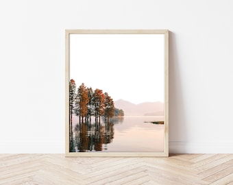 Boho Minimalistyczny Styl Natychmiastowe Pobieranie, Jesienne Jezioro Fotografia, Jesienny Wydruk, Hygge Wydrukowany Jesienny Górski Salon, Dekoracja Ścienna