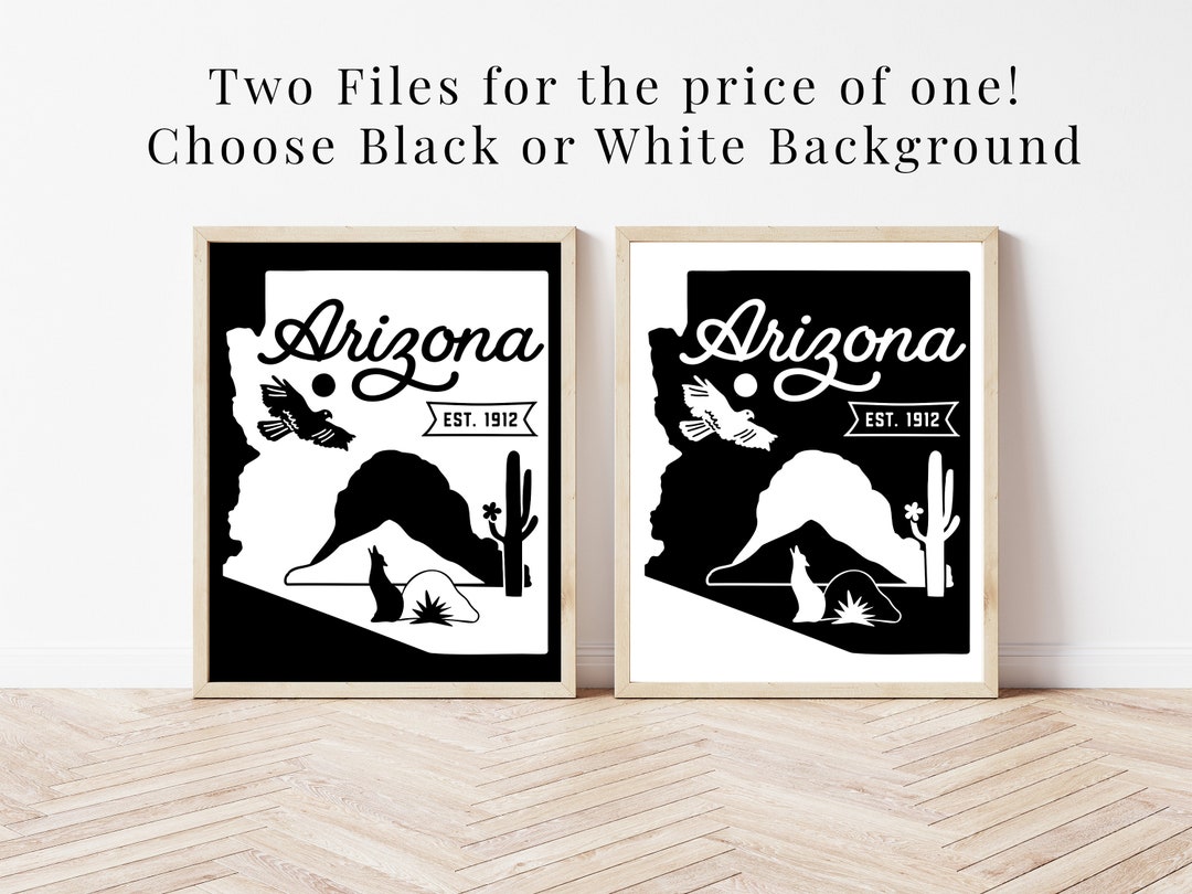 Arizona State Maps Wall Art, Printable Wall Art Arizona Coyotes Print ...