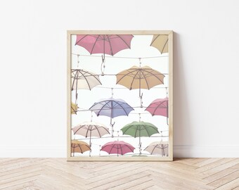 Vintage Style Pastel Dublin Umbrella Instant Download, Colorful Retro Style Digital Download, Nursery Decor, Dublin Ireland Living Room