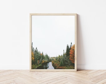 Styl Vintage Boho Instant Download, Mountain River, Autumn Wanderlust Photography, Fall Print, Retro Film Style Living Room, Wall Art Decor