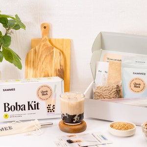 Milk Tea Powder Boba Kit (Bubble Tea DIY) — Classic, Matcha, Earl Grey, Taro — 8+ Servings, DIY Kits, Happy Hour, Gift Set, DIY Activity