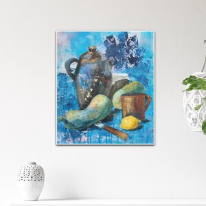 Hand painted Still Life on canvas,  Impressionism, Mixed Media, Oil Painting, Textutre Painting, Quote to Chagal, Oversize Paint  to Order
