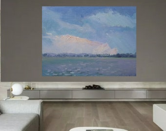 Seascape Minimal Wall Art-Large Original Realism Painting-Ocean Landscape Art Painting-Ocean Oil Painting-Feser-Monet Style-ArtGallerySatchy