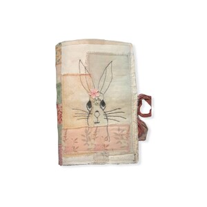 Spring Bunny Journal, Shabby Chic Junk Journal, Handmade Journal,Fabric Cover Journal, writing Journal, SummerJournal, Spring junk Journal