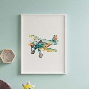 Nursery Airplane Wall Art, Kid&#39;s Airplane Nursery Print, Boy&#39;s Room Decor, Vintage Airplane Art, Airplane Nursery Decor, Baby Shower Gift