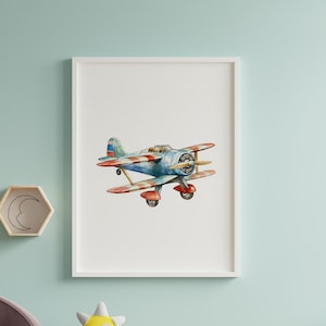 Airplane Nursery Wall Art, Boy&#39;s Room Decor, Kid&#39;s Airplane Nursery Print, Airplane Nursery Decor, Baby Shower Gift, Vintage Airplane Art