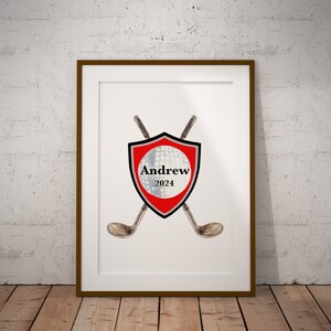 Golf Graduation Art Gift, Personalized Golf Art Print, Golf Club Wall Art, Watercolor Golf Nursery Art, Golf Lover Gift, Custom Golf Gift