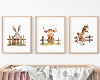 Farm Nursery Wall Art, Adorable Nursery Farm Animal Decor, Kids Room Decor, Baby Shower Gift, Children's Wall decor