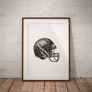 Watercolor Football Helmet Art Print, Nursery Football Wall Art Decor, Football Lover Gift, Kids Room Art, Baby Shower Gift, Birthday Gift
