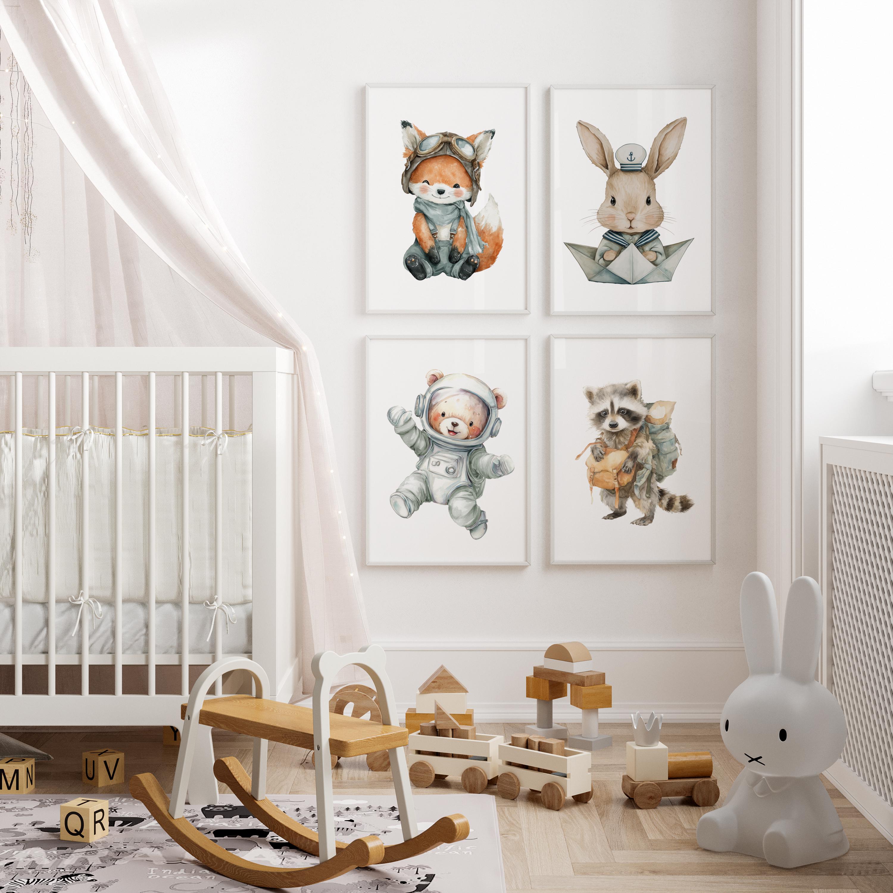 Cute Sailor Bunny Rabbit Nursery Art Print, Sailor Baby Nursery Decor