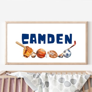 Gepersonaliseerde aquarel kwekerij sport Art Print, sport kwekerij muur decor, kinderkamer kunst, baby shower cadeau, kunst verjaardagscadeau