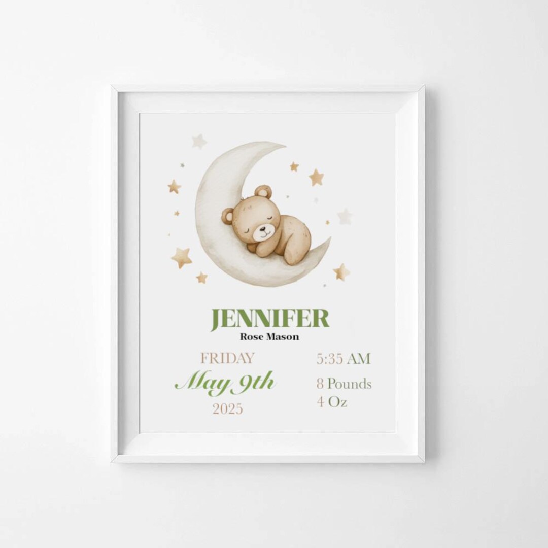 Framed Baby Birth Announcement Gift – Framed or Unframed Personalized ...