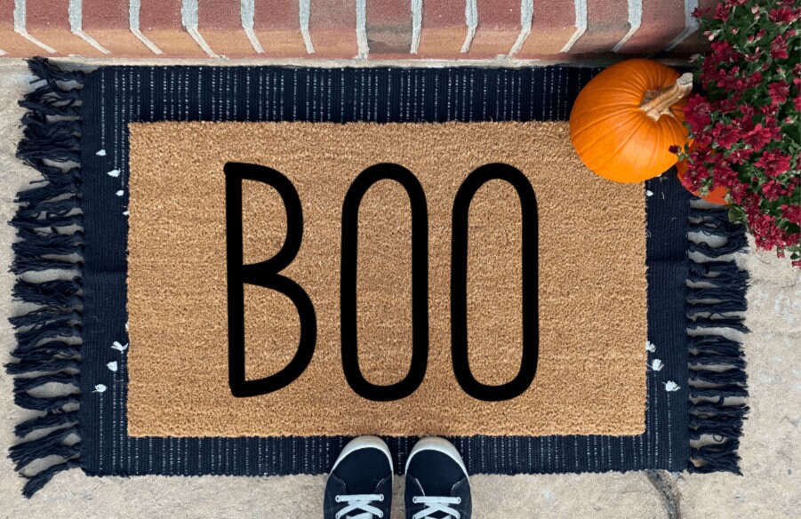 BOO Doormat Halloween Doormat Halloween Decor Spooky Season Etsy
